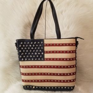 AMERICAN FLAG RHINESTONE SHOPPER TOTE